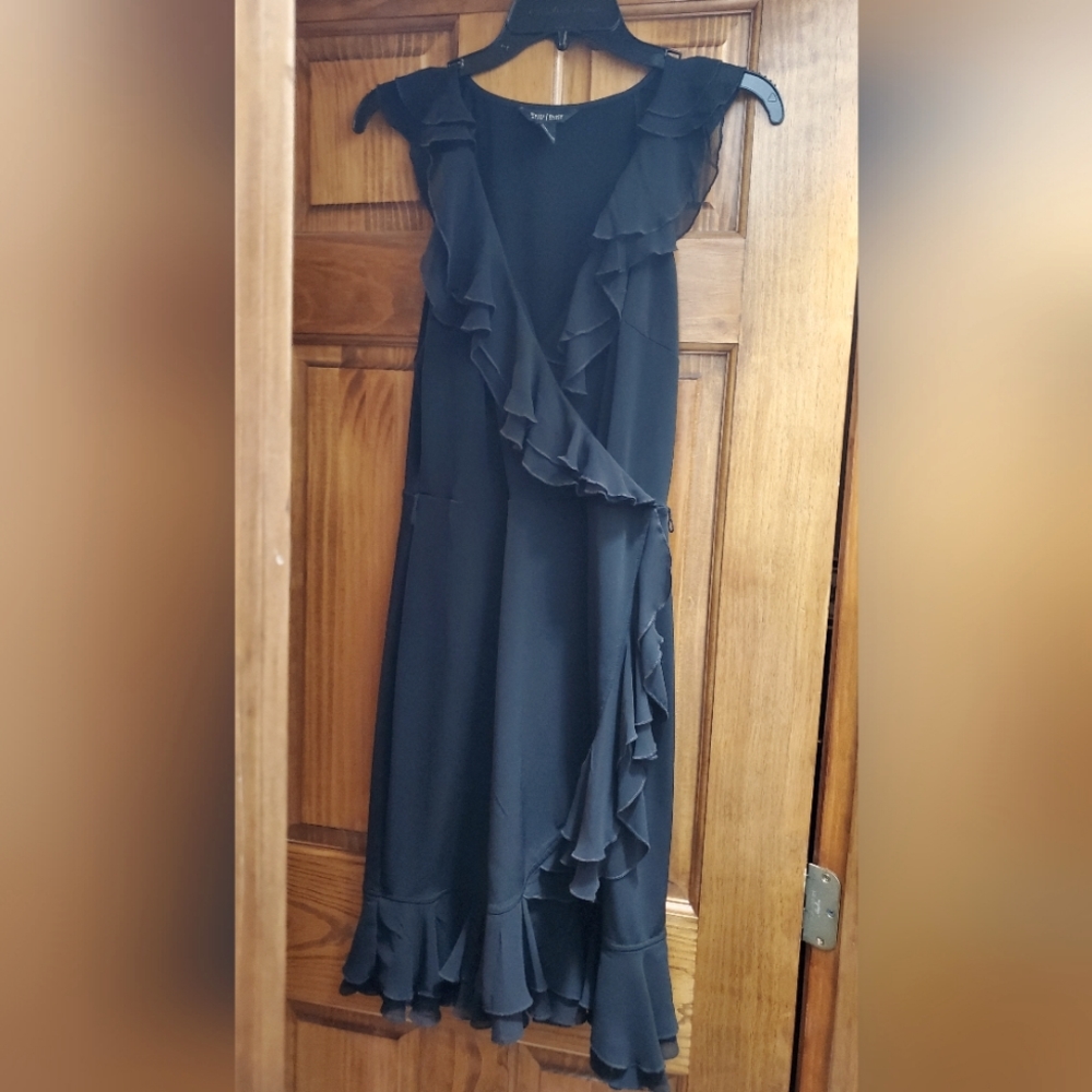 White House Black Market Ruffled Little Black Dress, sz 8